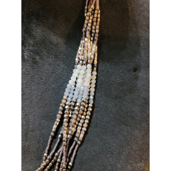 Women's Multi Strand Beaded Necklace With Faceted Beads And Lobster Clasp Design - Picture 4 of 7